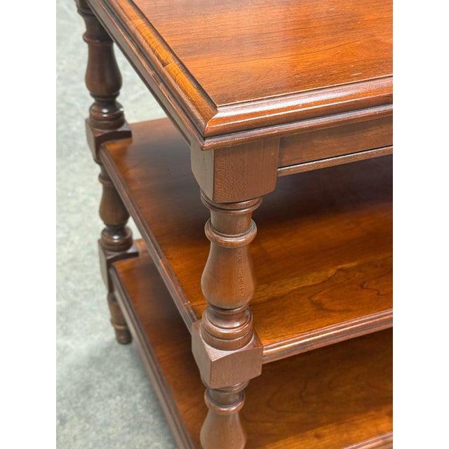 1980s Vintage Pennsylvania House Cherry Regency Style Tiered End Table For Sale - Image 5 of 10