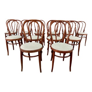 Vintage Bentwood Thonet No.14 Styled Bistro Dining Chairs Reupholstered - Set of 12 For Sale