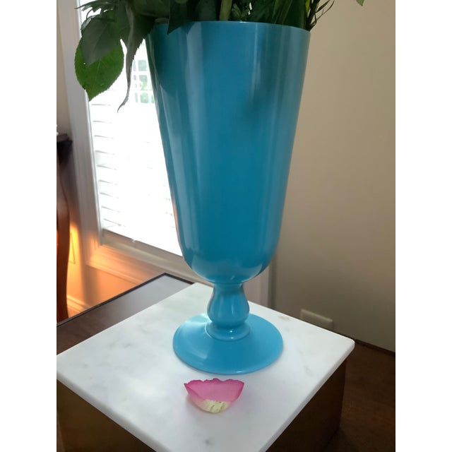 Mid 20th Century French Blue Cambridge Glass Vase Chairish