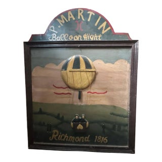 Antique Hand-Painted Wooden Panel by P. Martin Baee, Circa 1816 | Framed Folk Art Wall Decor For Sale