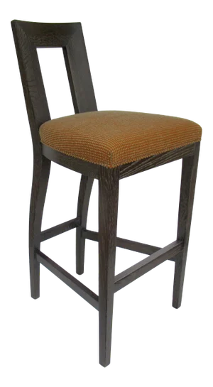C.1996-98 Donghia "Margarita" Bar Stool in Pickled Black Cherry Finish on Oak With Pollack Boucle' Textile