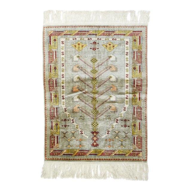 Extremely Fine Antique Turkish Silk Hereke Rug 2'6'' X 3'5'' For Sale