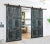 Rustic Midcentury Distressed Blue Vintage Carved Barn Door – Reclaimed Wood 6 Panel Door 80x36 For Sale - Image 3 of 4