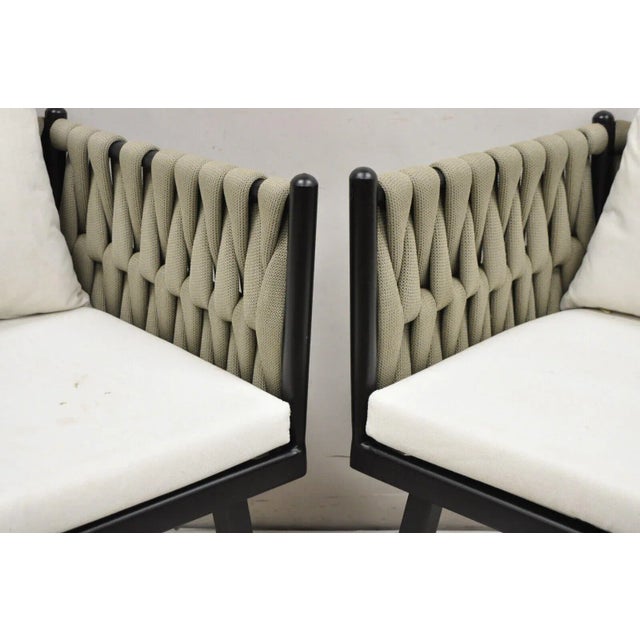 Modern Rove Concepts Pierre Outdoor Dining Chair Aluminum Frame Woven Design - a Pair For Sale - Image 3 of 12