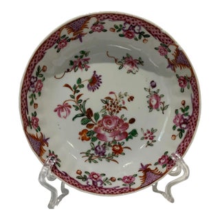 18th Century Antique Chinese Export Qianlong Famille Rose Saucer/ Small Dish- 1780 For Sale