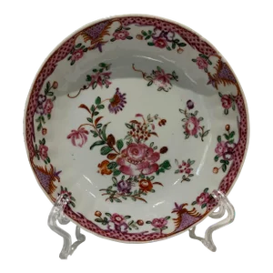 18th Century Antique Chinese Export Qianlong Famille Rose Saucer/ Small Dish- 1780