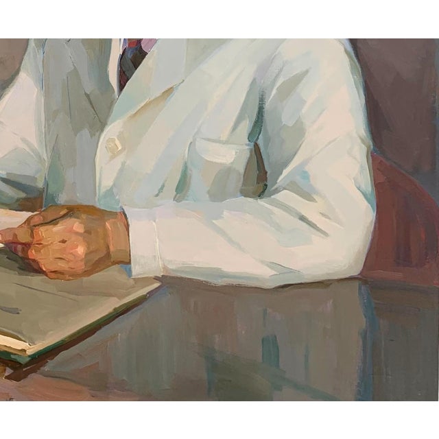 1970s Antique Oil Painting: Ukrainian Socialist Realism Portrait of an Old 100-120 For Sale - Image 5 of 6