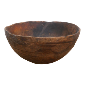 Handcarved African Rounded Wooden Bowl