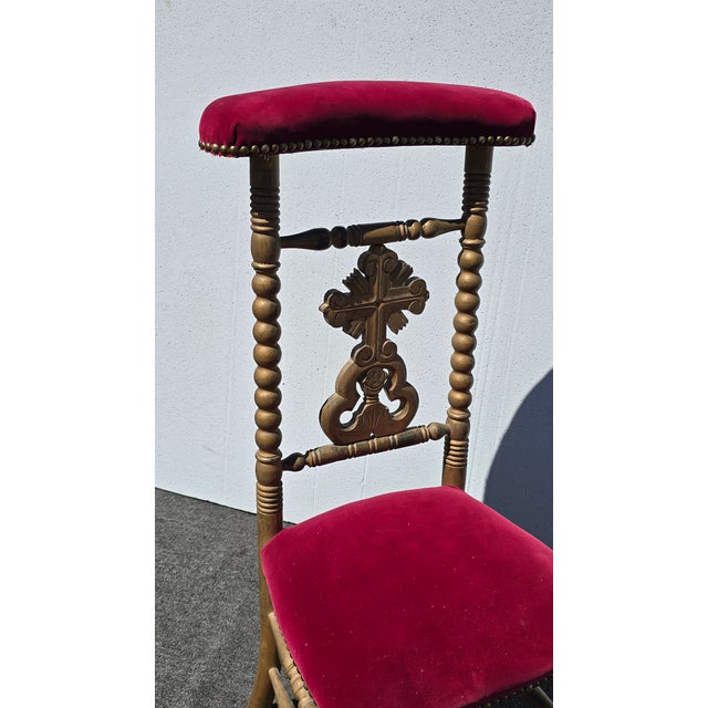 Vintage Gold Italian Rococo Red Velvet Bobbin Side Chair ~ Hollywood Regency For Sale In Los Angeles - Image 6 of 14