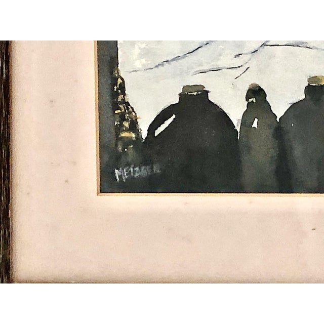 Late 20th Century American Impressionist Northeastern Winter Watercolor Scene by Philip W. Metzger For Sale - Image 5 of 7