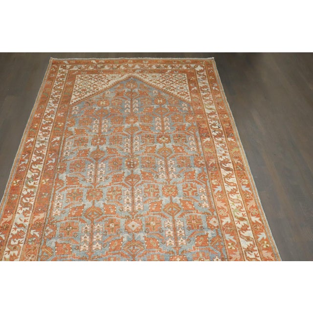 Textile Early 20th Century Malayer Orange Blue Corridor Rug rug no.j3608 For Sale - Image 7 of 11