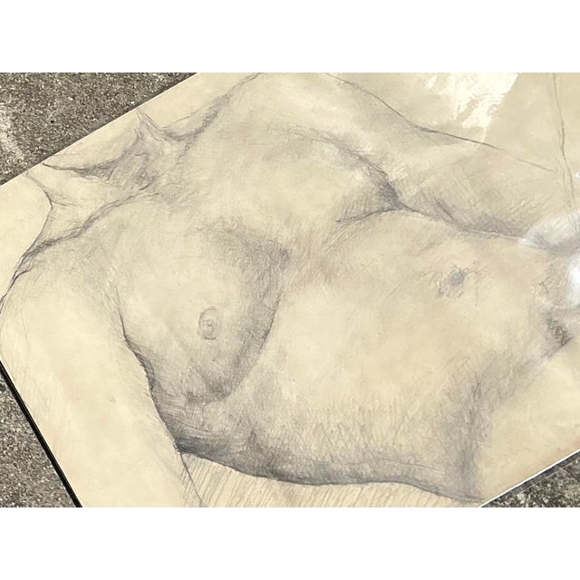 Mid-Century Modern Vintage Original Nude Male Sketch For Sale - Image 3 of 12