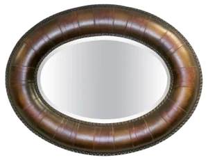 Brown Leather Oval Studded Frame Wall Mirror