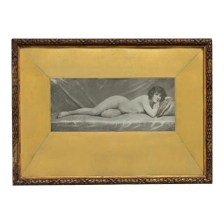 French Art Deco Lounging Lady, Framed For Sale