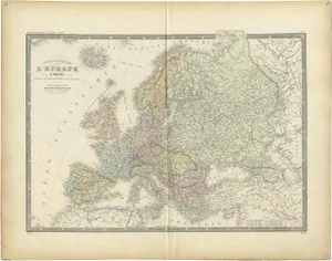 Antique Map of Europe by Levasseur, 1875