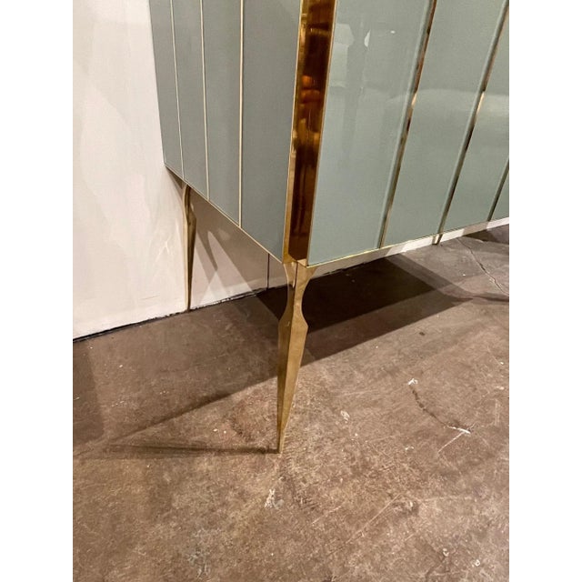 Murano Murano Glass & Brass Side Cabinets - A Pair For Sale - Image 4 of 8