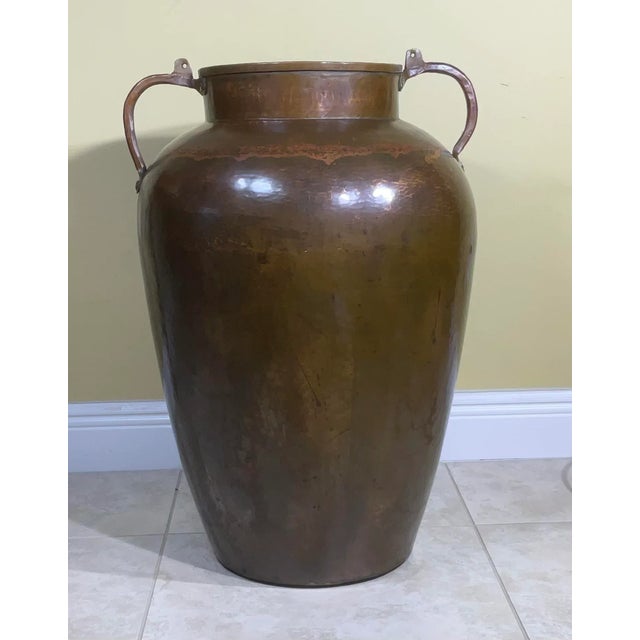 Large Vintage Hand Hammered Copper Vessel For Sale - Image 13 of 13
