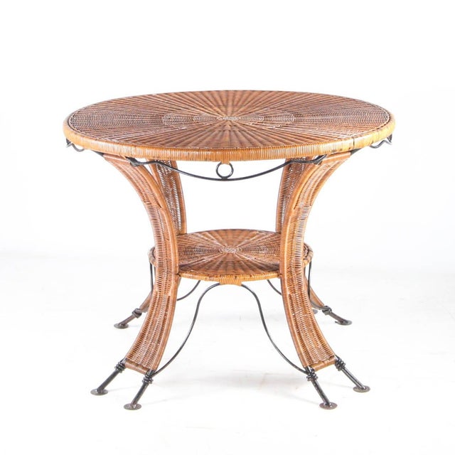 Wicker and Iron Dining Table and Chairs, 1970s, Set of 5 For Sale - Image 6 of 17