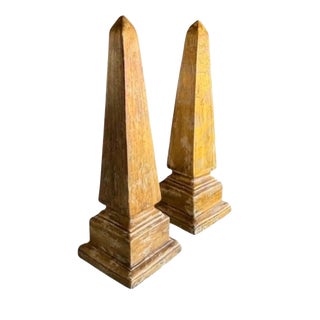 Vintage Decorative Metal Obelisks, 1970, Set of 2 For Sale