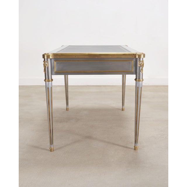 Wood John Vesey Steel Bronze Neoclassical Library Table or Desk For Sale - Image 7 of 16