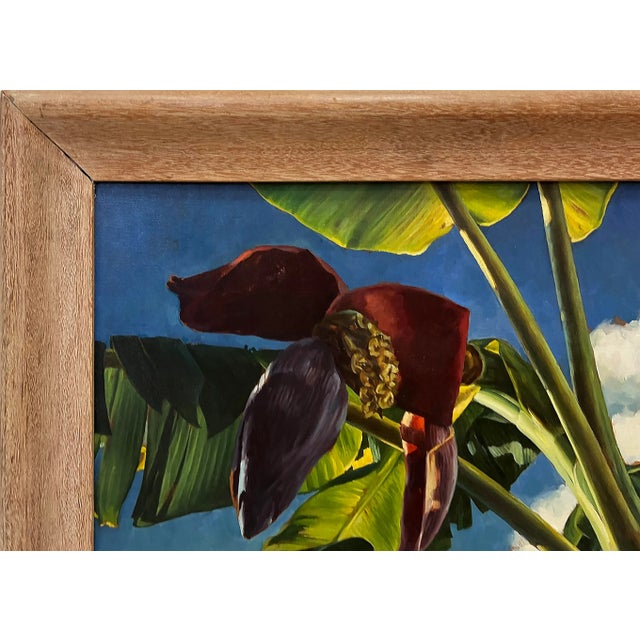 Realism 1940s Signed Realist Wpa Banana Flower Oil Painting For Sale - Image 3 of 9