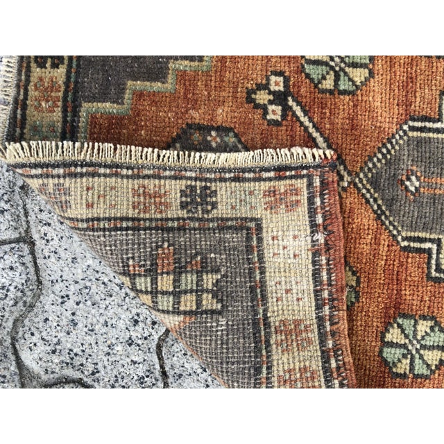 1960s 1960s Oushak Handmade Small Door Mat Rug For Sale - Image 5 of 6