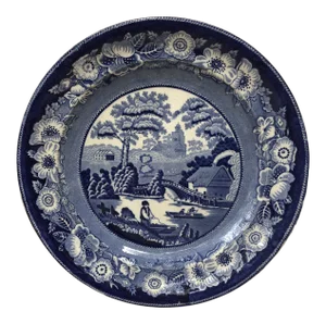 19th Century Large English Blue & White Plate