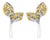 925 Sterling Silver 1/16ct TDW Yellow Treated Diamond Leaf Earrings For Sale