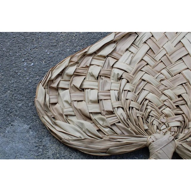 Large Decorative Fan in Straw, Italy, 1950s For Sale - Image 4 of 6