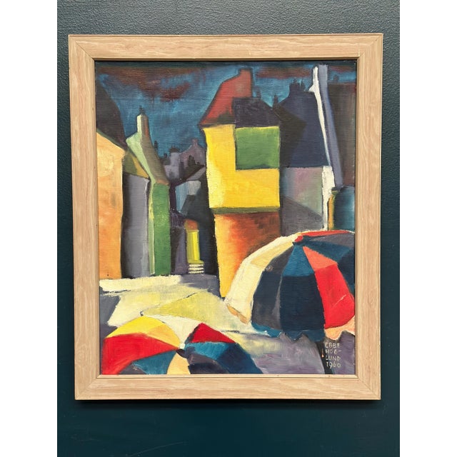Ebbe Höglund, Cityscape with House Facades, 1960, Oil on Canvas, Framed For Sale - Image 10 of 15