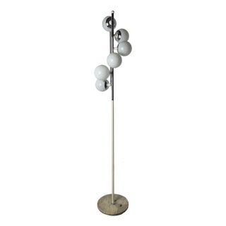 Torcion Model Floor Lamp in White, Chrome, White Glass and Marble Base from Stilnovo, 1950s For Sale