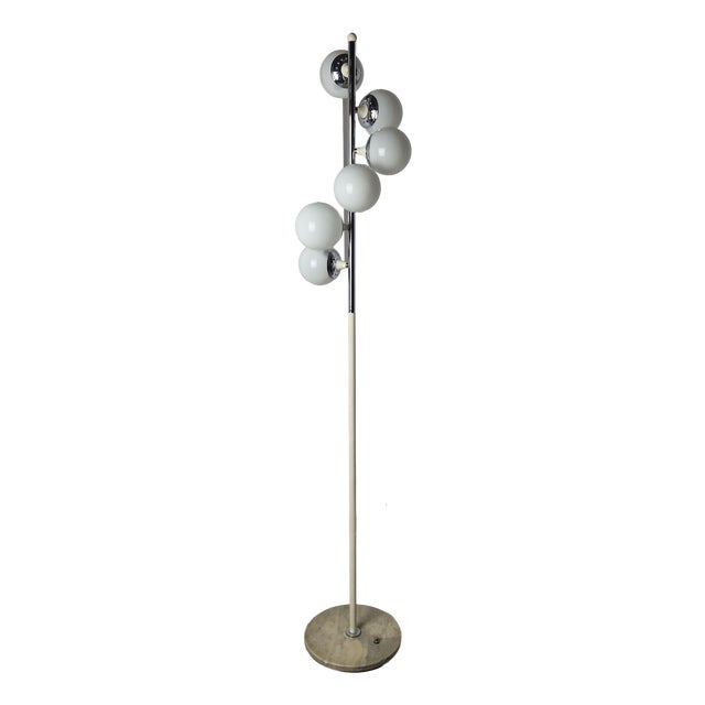 Torcion Model Floor Lamp in White, Chrome, White Glass and Marble Base from Stilnovo, 1950s For Sale