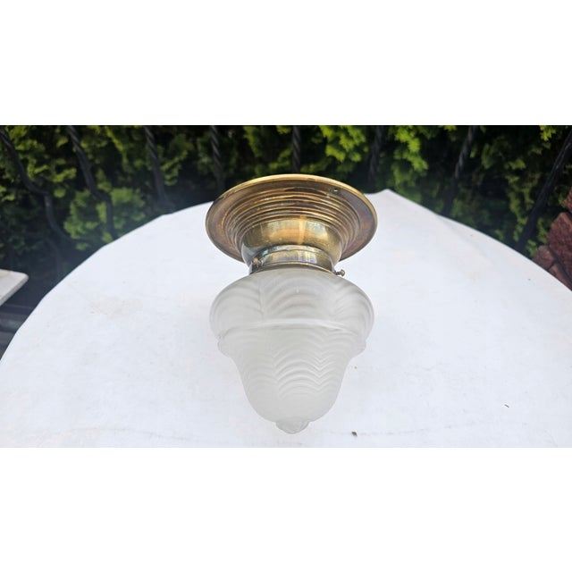 Art Nouveau Brass Flush Mount Ceiling Light, 1890s For Sale - Image 4 of 8