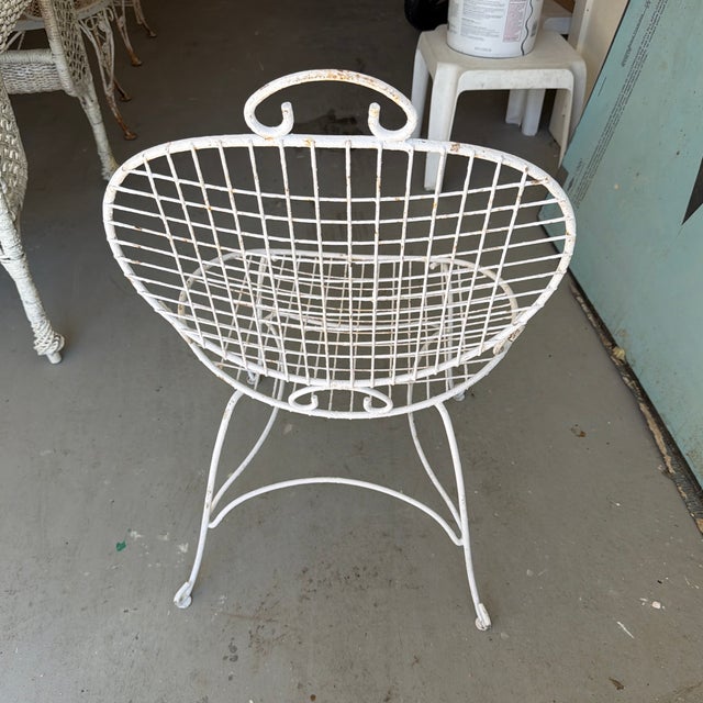 White Mid 20th Century Painted White Ornate Metal Garden Chairs Set of 2 For Sale - Image 8 of 12