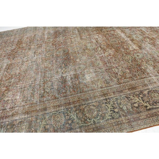 Brick Red Antique Mahal Wool Rug With Muted Terracotta & Sage Palette For Sale - Image 8 of 11