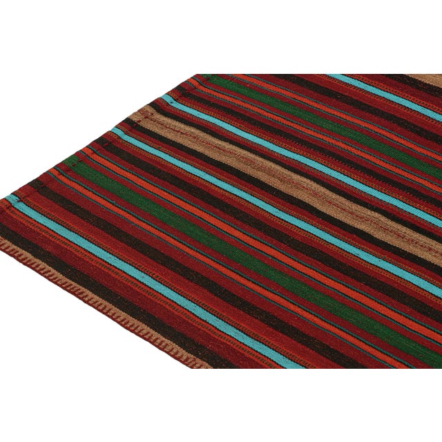 1950s 1950s Vintage Persian Kilim in Burgundy With Multicolor Stripes by Rug & Kilim For Sale - Image 5 of 8