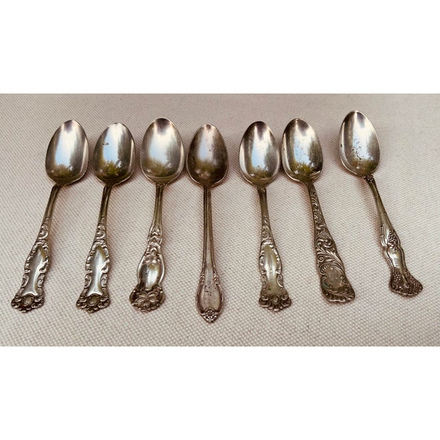 Metal Curated Set of Six Early 20th Century American Silverplate Dessert Spoons For Sale - Image 7 of 10