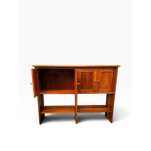 Late 20th Century Late 20th Century Solid Cherry Sideboard Console Table | Stickley Style | Four Doors With Open Lower Shelf For Sale - Image 5 of 12
