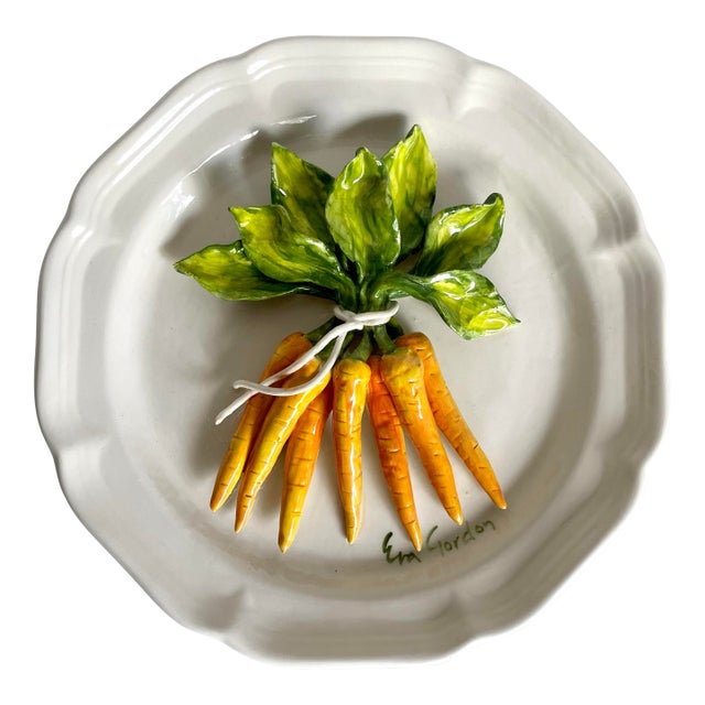 Late 20th Century Eva Gordon Trompe L’Oeil Carrot Plate, Signed Canadian Studio Pottery For Sale
