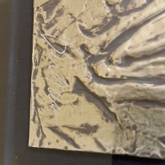 1980s Ann Dergara Embossed Metal Plaque "Crane Ii" American Folk Art Birds Florida For Sale - Image 10 of 12