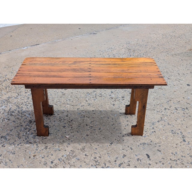 Late 20th Century Reclaimed Oak Wood Japanese Style Coffee Table For Sale In Washington DC - Image 6 of 6