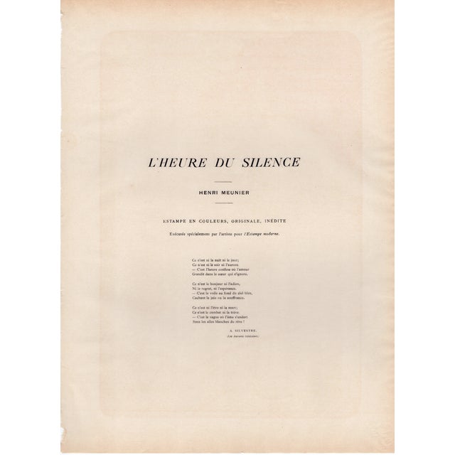 Henri Meunier, L'Heure du Silence, 1897, Lithograph on Paper For Sale - Image 8 of 11