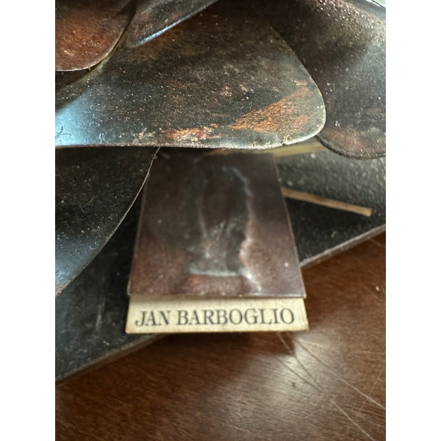 Late 20th Century Pair of Jan Barboglio Hand-Forged Iron & Glass Hurricane Candle Holders For Sale - Image 4 of 7