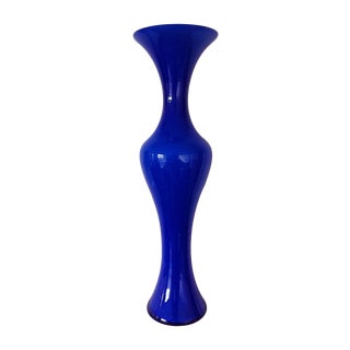 Makora Handblown Glass Curvy Cobalt Vase For Sale