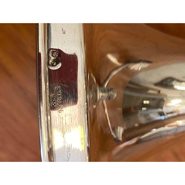 Metal Sterling Silver 3 Arm Candlabra For Sale - Image 7 of 12