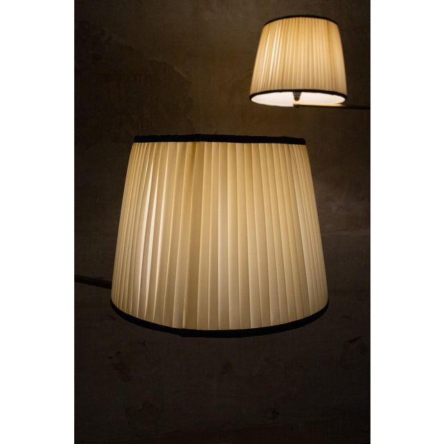 1970s Adjustable Brass Floor Lamps with Fabric Lampshade, 1970s, Set of 2 For Sale - Image 5 of 14