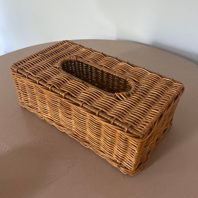 1970s Natural Wicker Tissue Box Cover Chairish