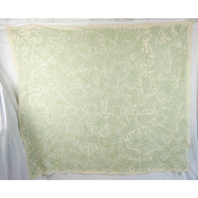 Wild Animals Green Embroidered Tapestry For Sale - Image 11 of 13