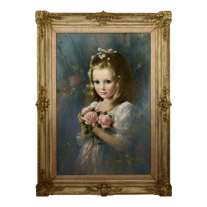 Brenda Burke Girl With Roses C. 1990 Painting