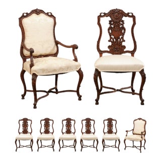 French Dining Chairs With Shield-Shaped Backs - Set of 8 For Sale